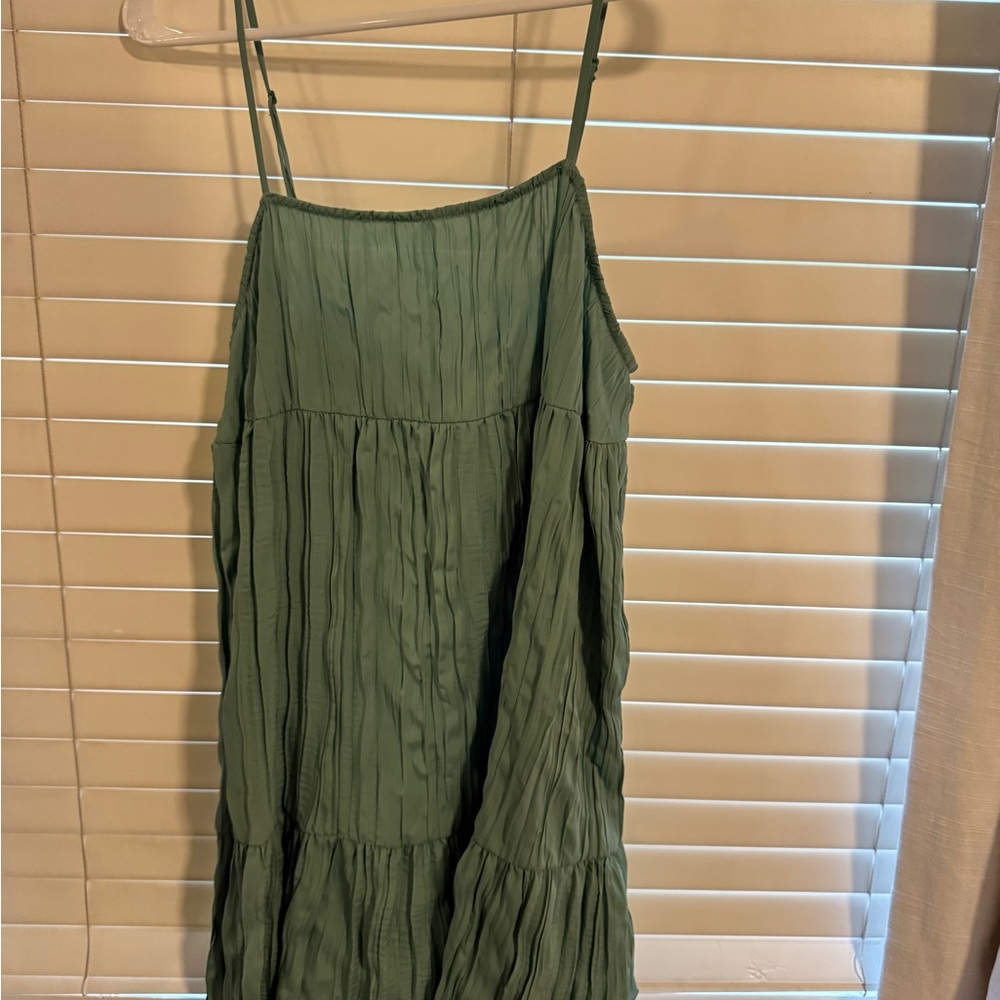 Urban Outfitters Green Tiered Pleated Sundress